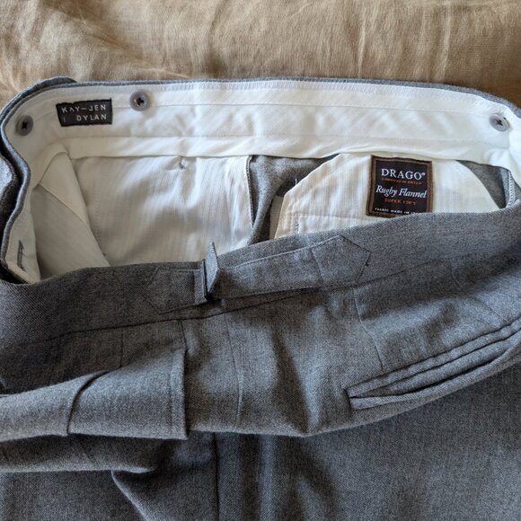 Light Gray Flannel Pleated Trousers - Picture 4 of 6